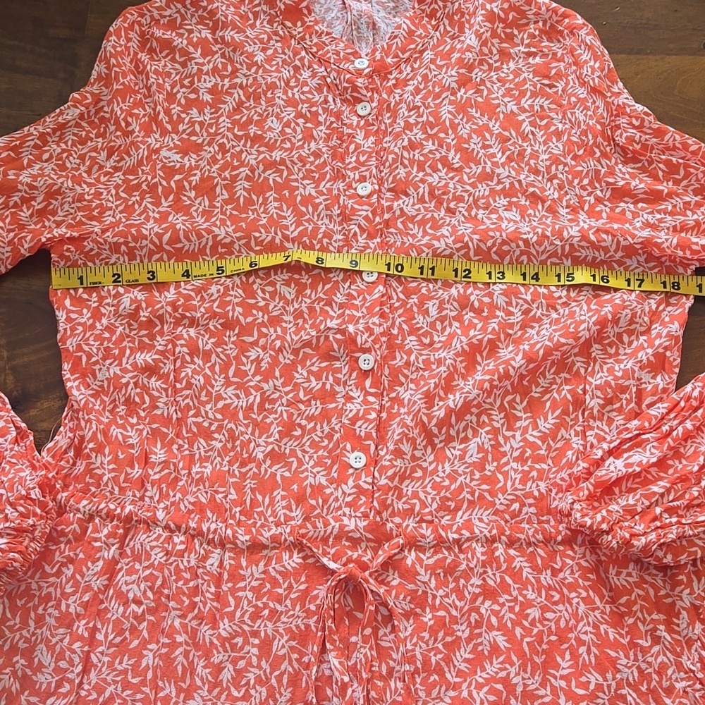 Olivaceous Orange & White Floral Cottagecore Handkerchief Hem Dress Size Medium - Picture 8 of 12